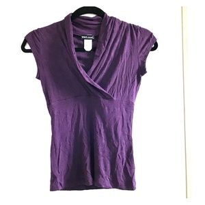 Girls Overlapping V-Neck Purple Top